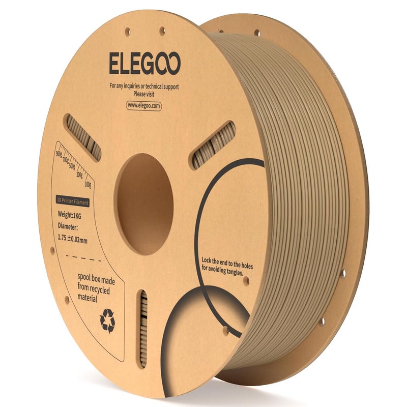 ELEGOO خيوط PLA خشبية 1.75 مم 1 كجم، مملوءة بألياف خشبية حقيقية، دقة أبعاد +/- 0.02 مم، بكرة 1 كجم (2.2 رطل) تناسب معظم طابعات 3D FDM - Image 1